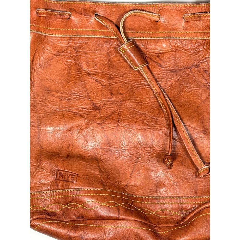 Rare Frye Vintage Cognac Leather Drawstring Bucket Bag Crossbody DB501 Mexico - Picture 7 of 15